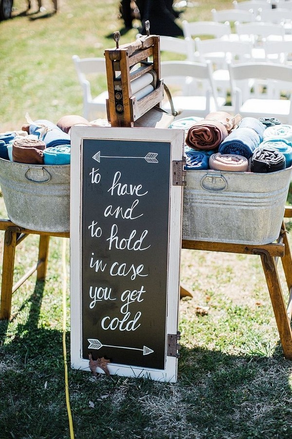 20 Creative Blankets for Wedding Guests at Your Winter Wedding 10 wedding sign for blanket wedding favors