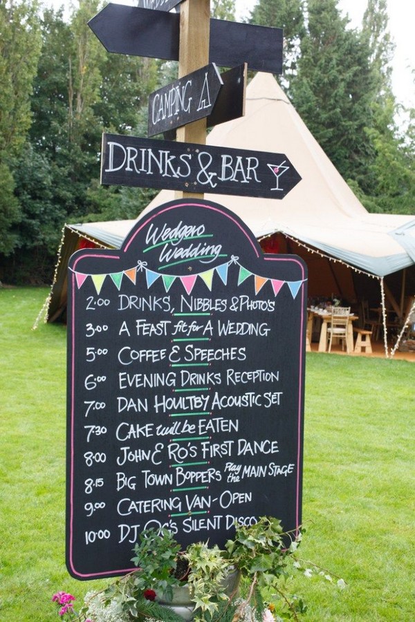 Blackboard Order of the Day Wedding Sign