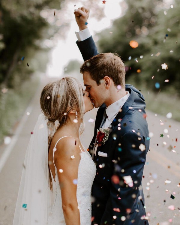 Top 6 Romantic Themed Wedding Photo Ideas for 2024 26 Confetti Petal Toss Wedding Photos