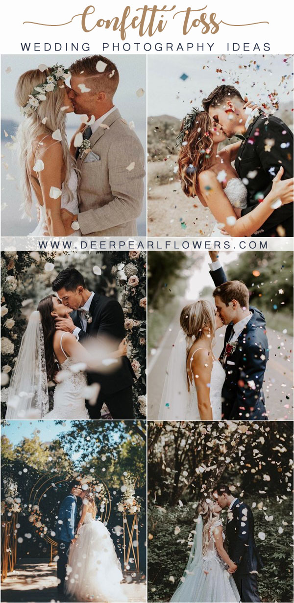 Top 6 Romantic Themed Wedding Photo Ideas for 2024 29 Confetti Petal Toss Wedding Photos
