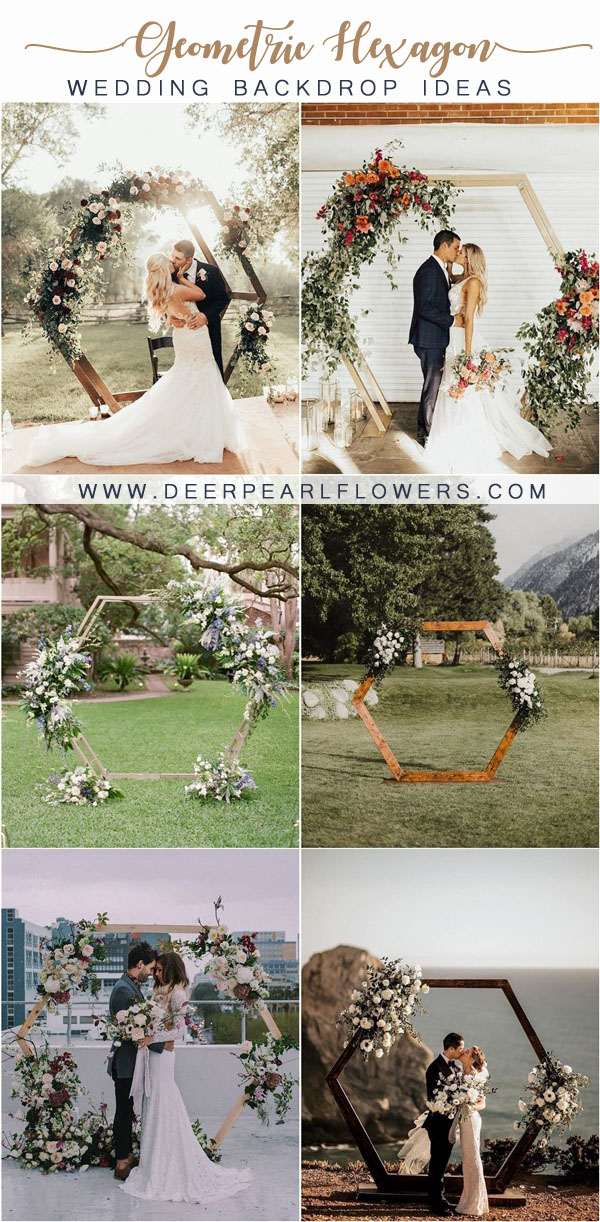 Geometric Hexagon Wedding Ceremony Arch Backdrop Decor Ideas