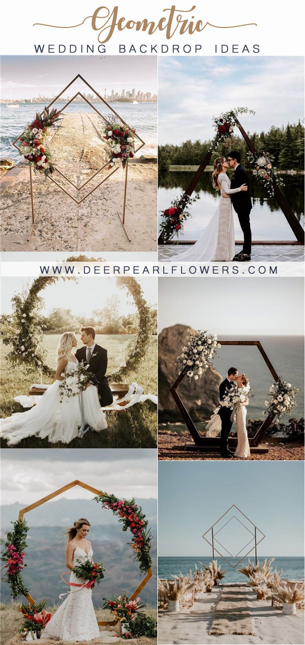 Geometric wedding arch and backdrop decor ideas