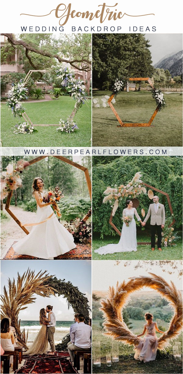 Geometric wedding arch and backdrop decor ideas