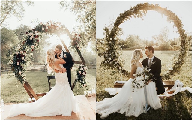 Geometric wedding arch and backdrop decor ideas