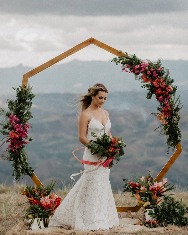 Heptagon wedding backdrop