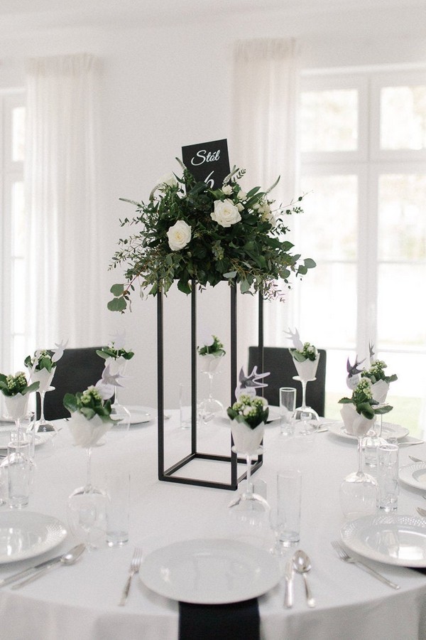 Modern Rectangular Tall Metal Stand Wedding Centerpiece