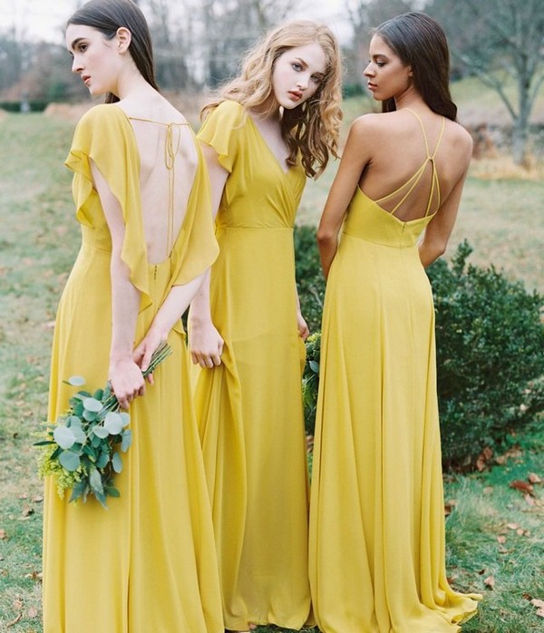 Mustard yellow bridesmaid dresses
