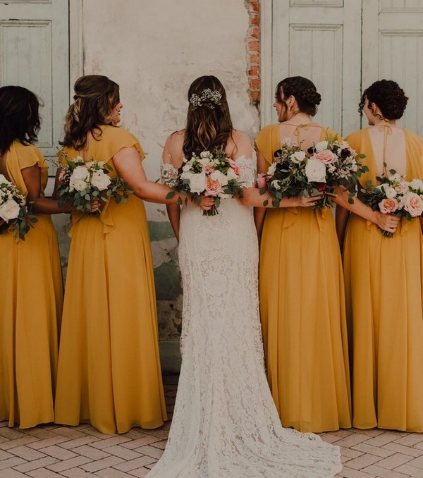 Mustard yellow bridesmaid dresses