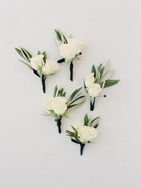 Olive leaves wedding boutonniere idea