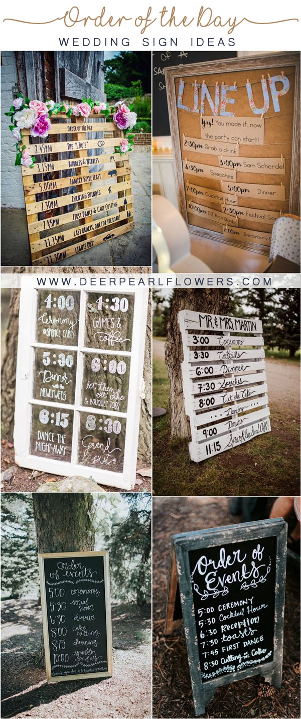 Order of the Day Timeline Wedding Signs