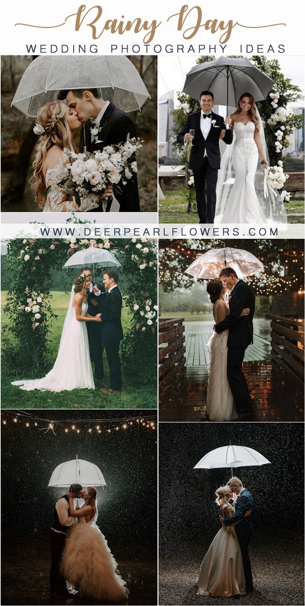Rain Day Wedding Photos with Umbrella