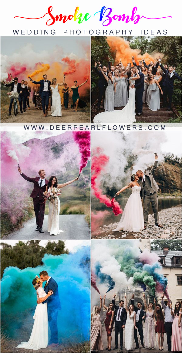 Top 6 Romantic Themed Wedding Photo Ideas for 2024 8 Smoke bomb wedding photo ideas
