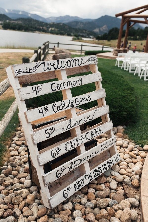 Wedding Timeline on a Rustic Painted Pallet Sign