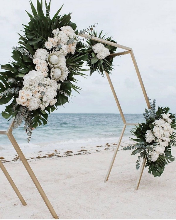 beach greenery geometric wedding backdrop