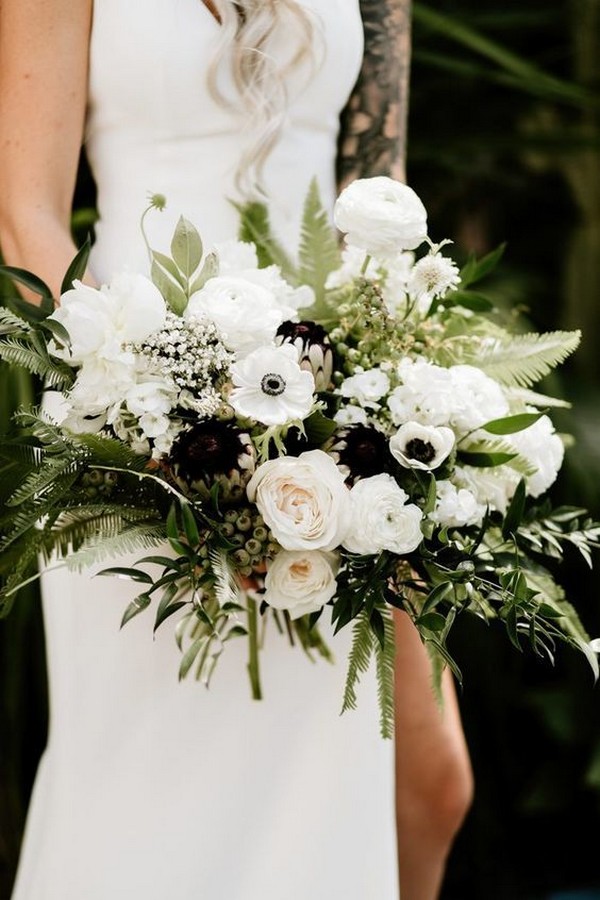 black and white anemone wedding bouquet