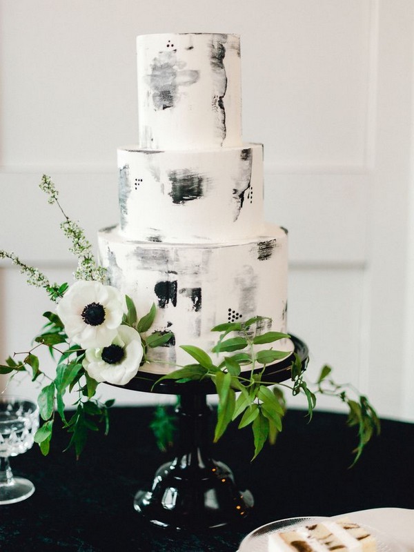 black and white buttercream wedding cake