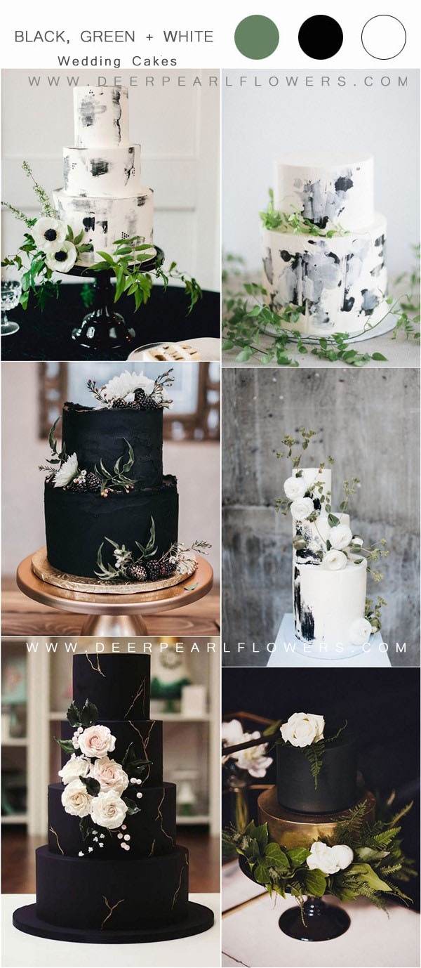 black green and white wedding cakes