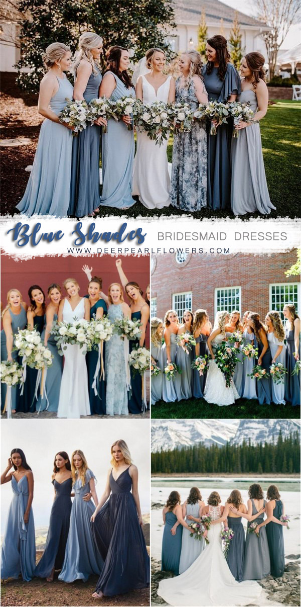 Mismatched Blue Bridesmaid Dresses