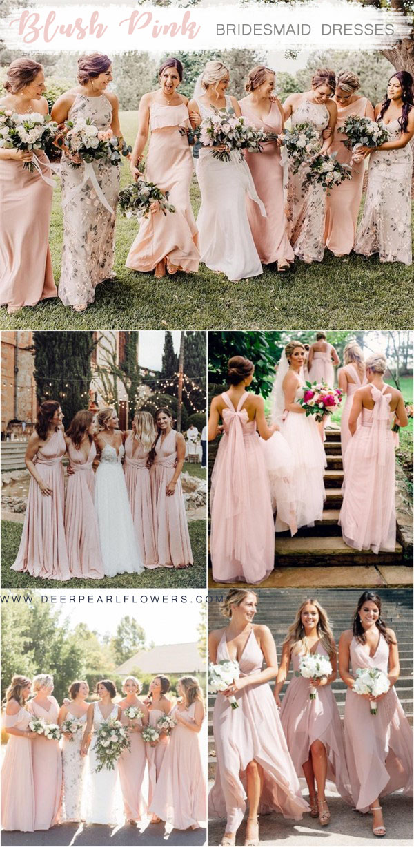 blush wedding color ideas - blush bridesmaid dresses