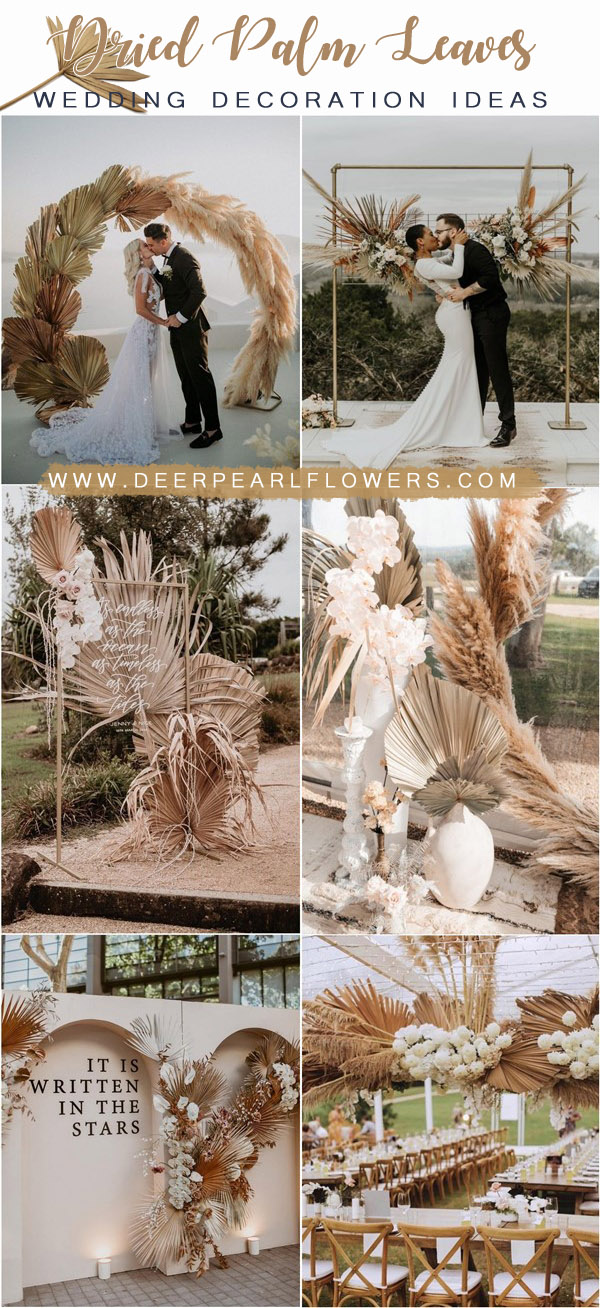 bobo pampas grass and tropical preserved leaves wedding decor ideas2