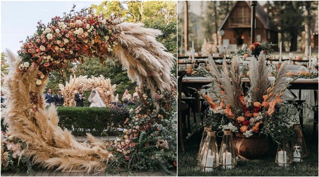 bohemian pampas grass wedding decor ideas