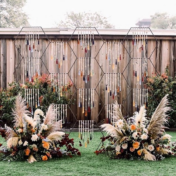 boho honeycomb wall wedding backdrop