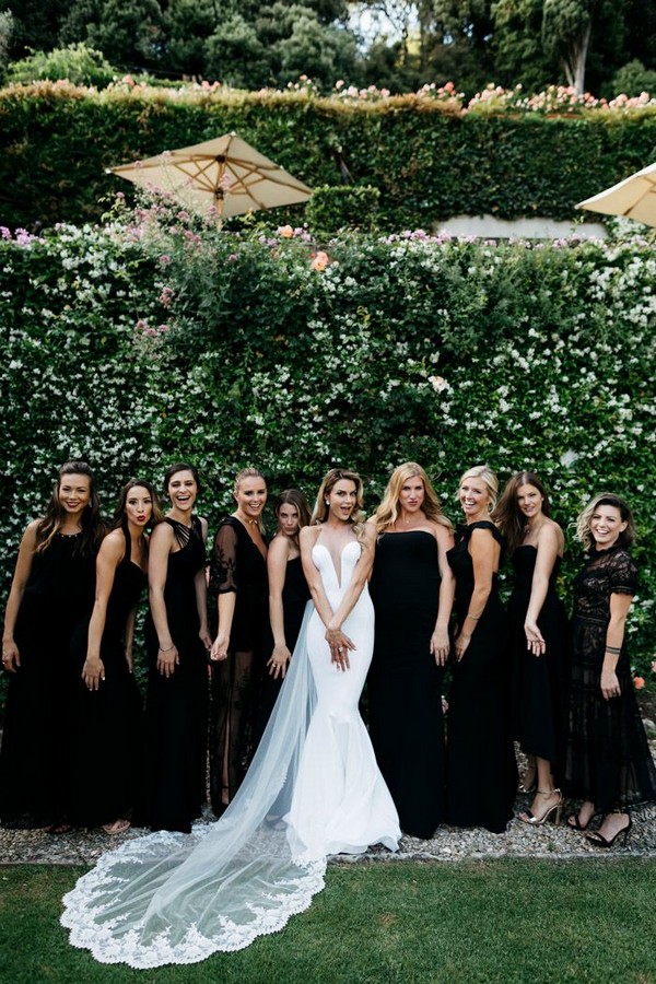 elegant black bridesmaid dresses