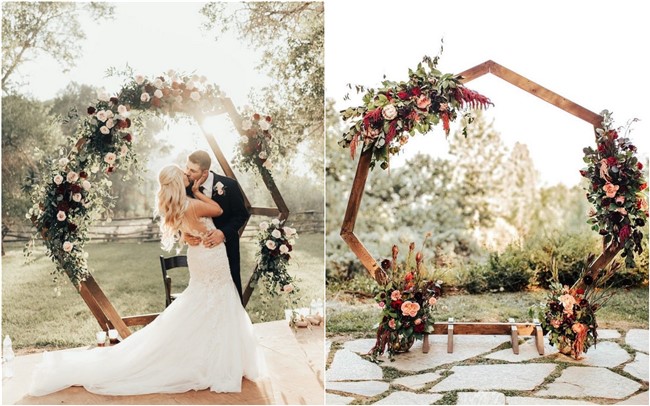 geometric wedding arch backdrop decor ideas1