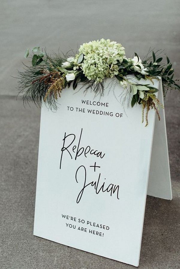 greenery calligraphy minimalist wedding welcome sign