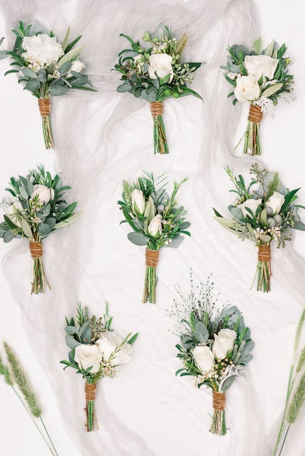 greenery eucalyptus wedding boutonnieres