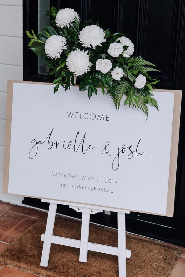 greenery minimalist simple wedding welcome sign