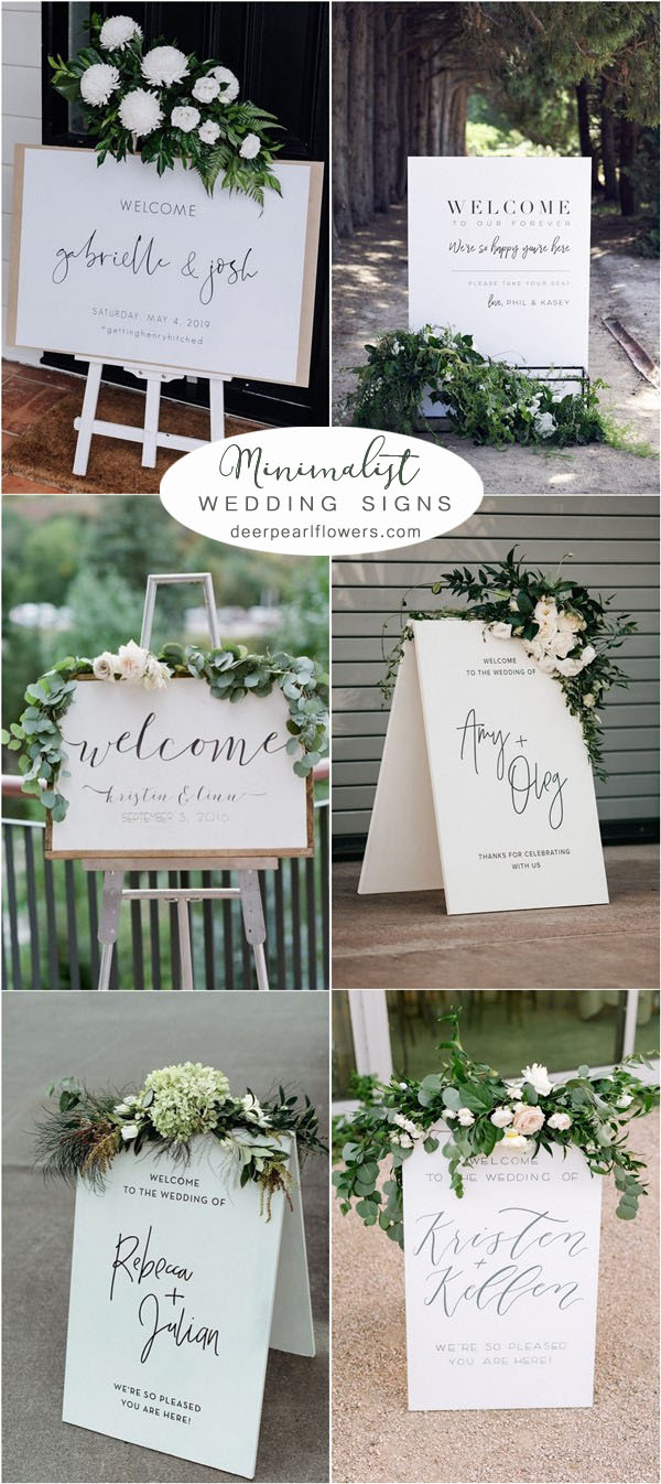 greenery minimalist wedding welcome sign decor ideas