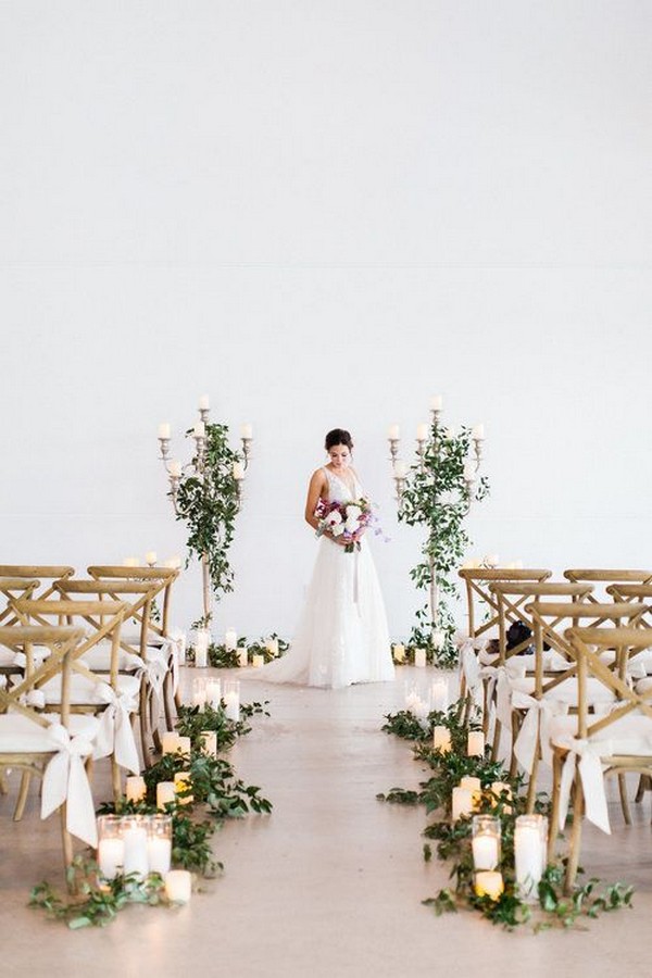 minimalist greenery indoor wedding ceremony decor ideas
