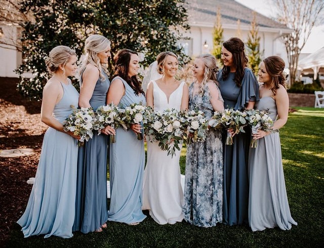 blue shades bridesmaid dresses