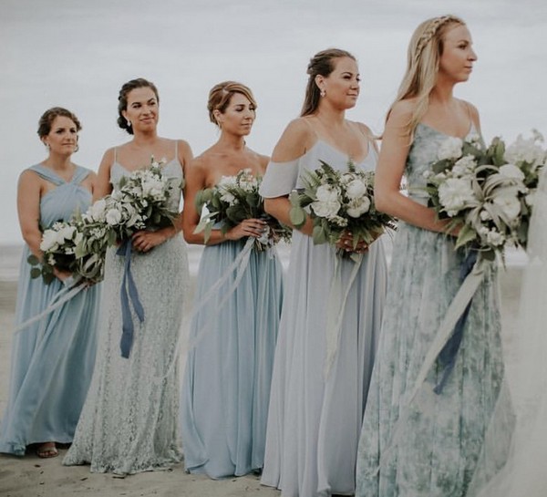 silver sage green bridesmaid dresses