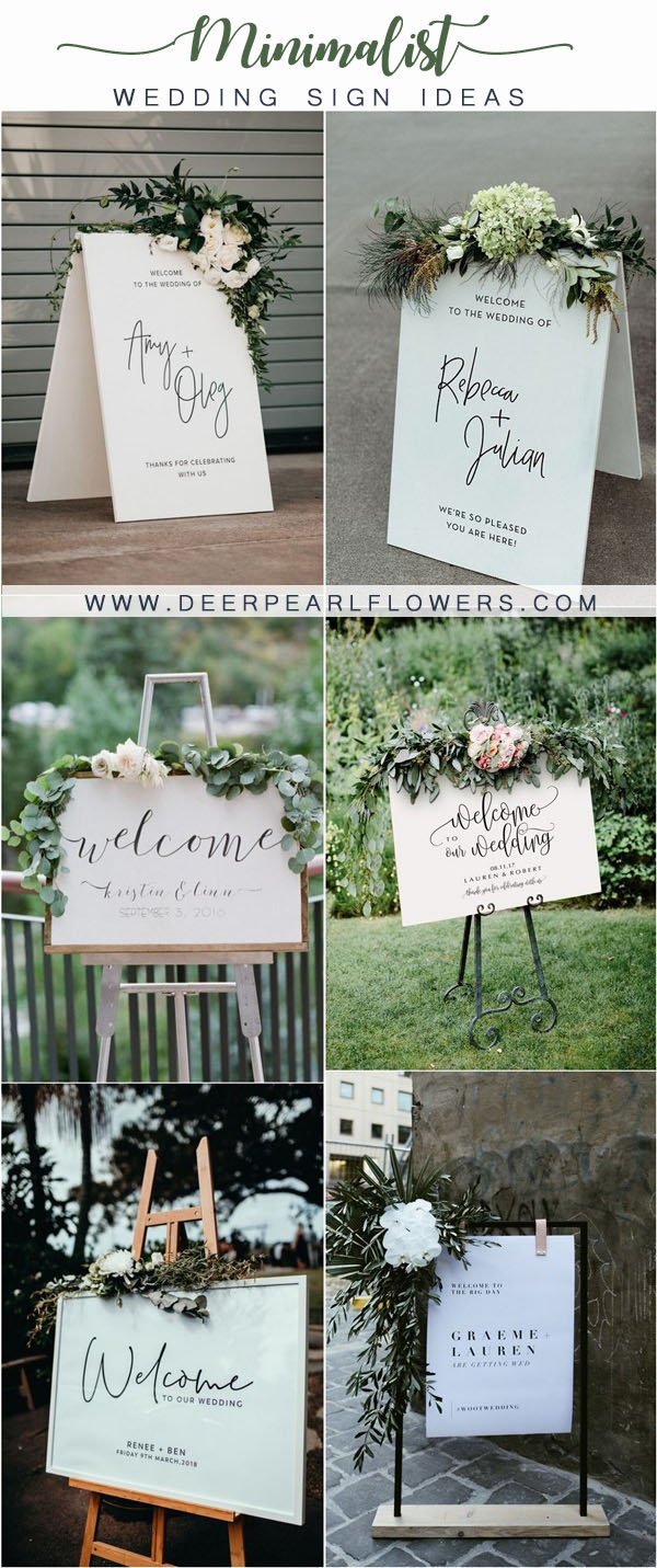 modern minimalist wedding welcome sign ideas