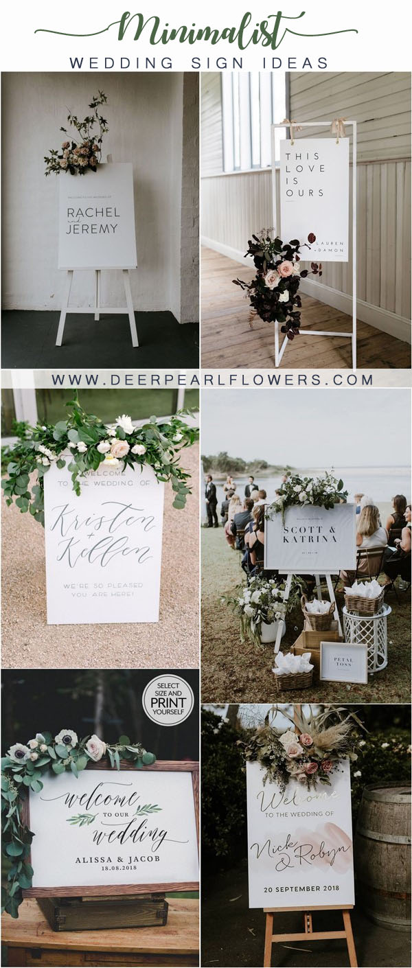 modern minimalist wedding welcome sign ideas