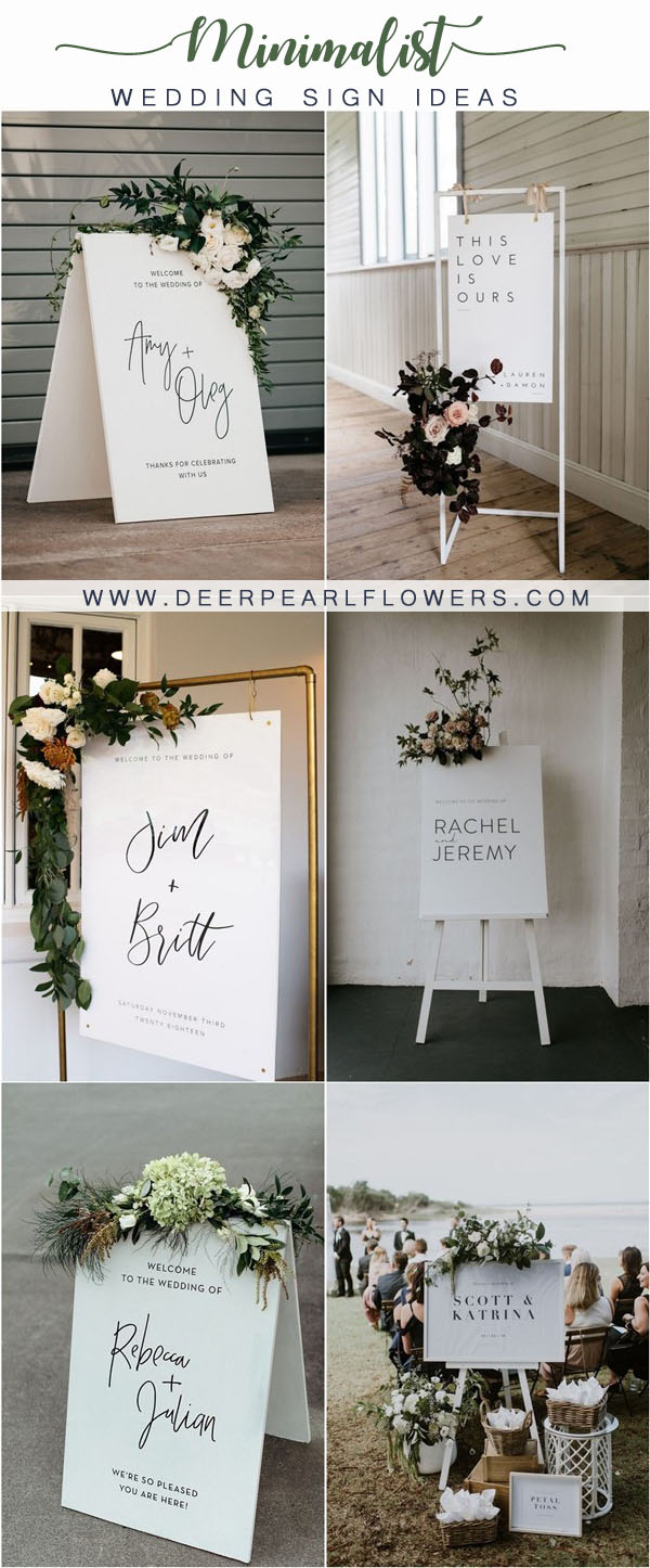 modern minimalist wedding welcome sign ideas