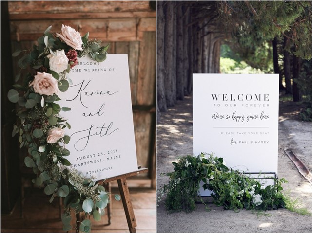 modern minimalist wedding welcome sign ideas