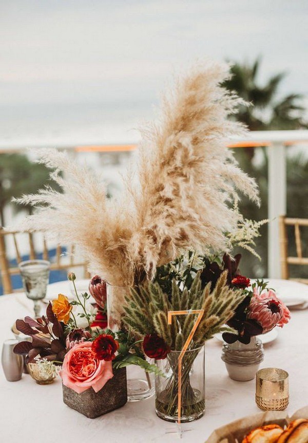 pampas grass wedding centerpiece