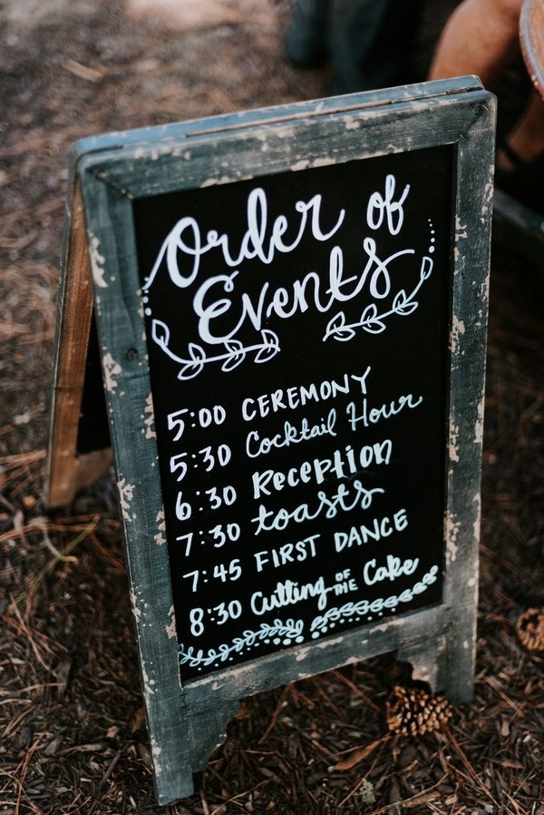 rustic country wedding timeline sign