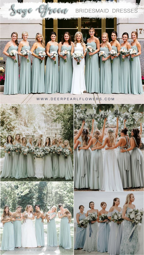 sage green wedding colors - sage green bridesmaid dresses