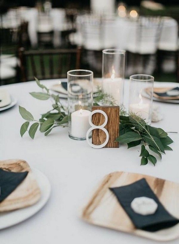 simple wedding centerpiece with candles