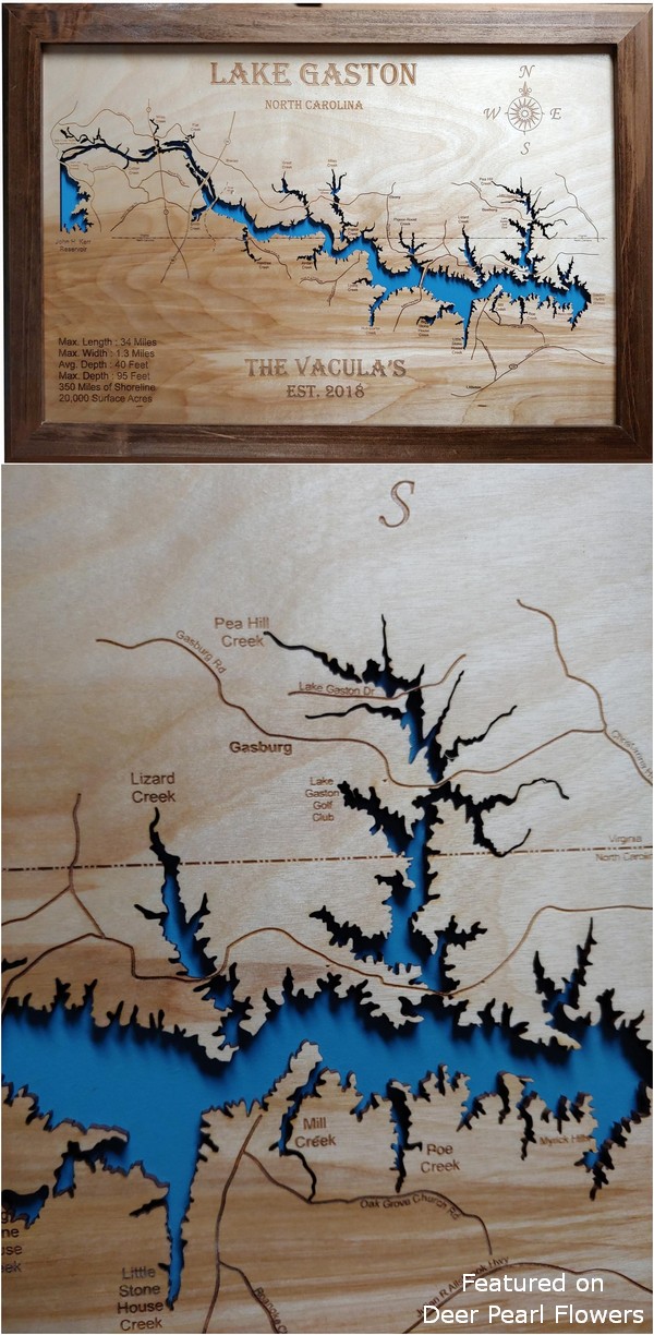 NC Wood Laser Cut Topographical Engraved Map