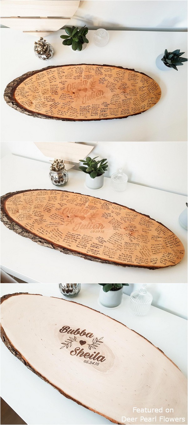 Rustic Giant wood slice wedding guest book