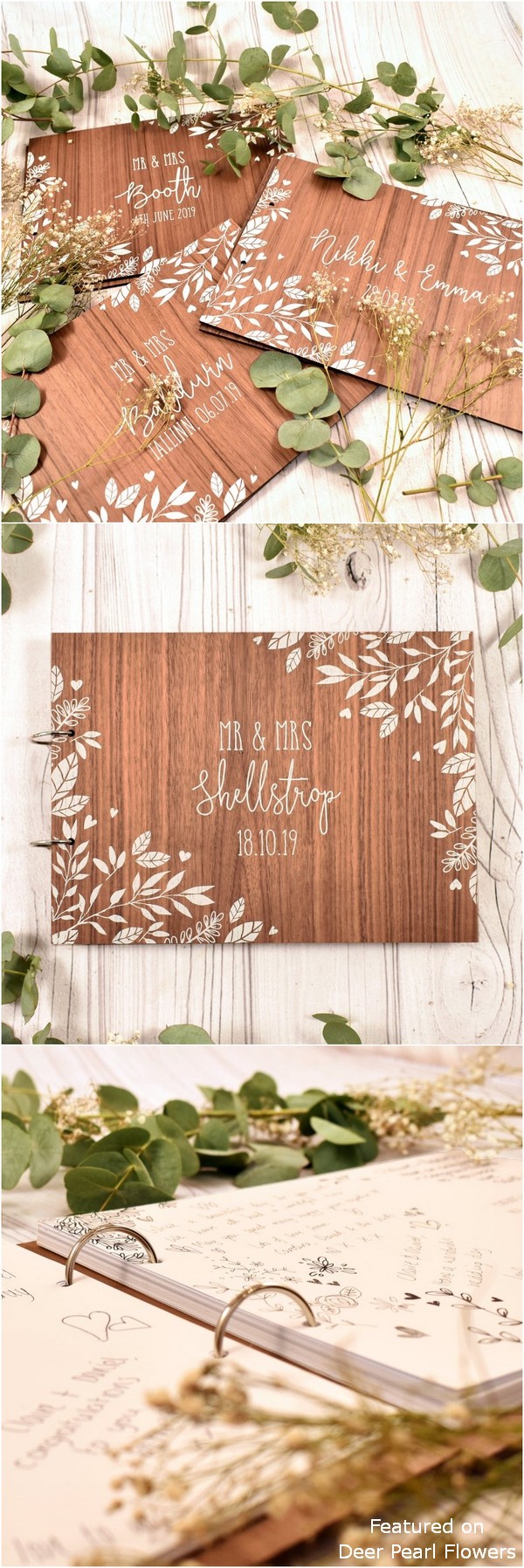 Rustic wooden wedding guest book