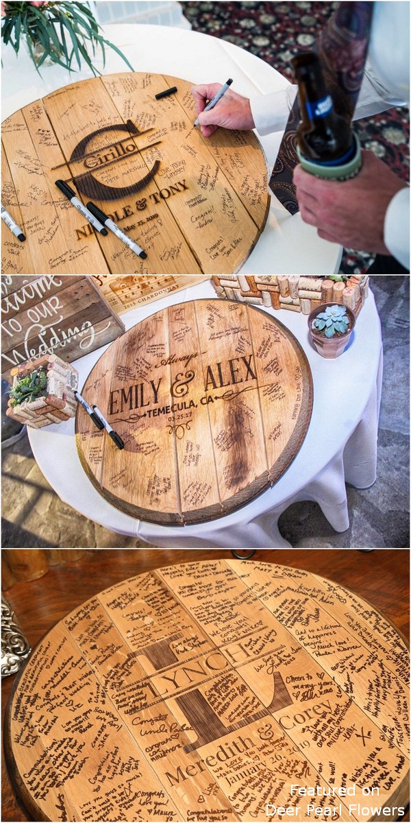 Wedding Guest book made from Reclaimed Bourbon Barrel Head