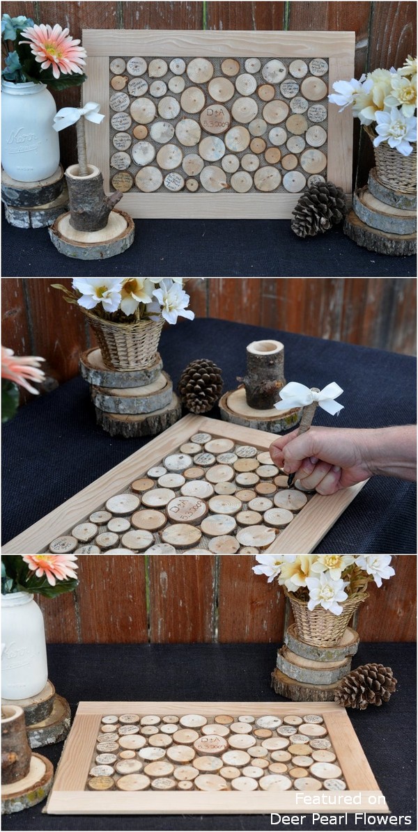 Wood Slices Wedding Guestbook Alternative