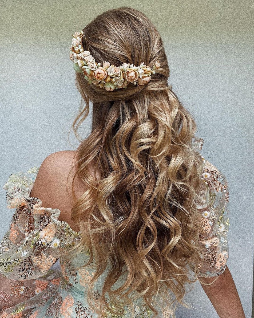 half up half down wedding hairstyles long curls ulyana.aster