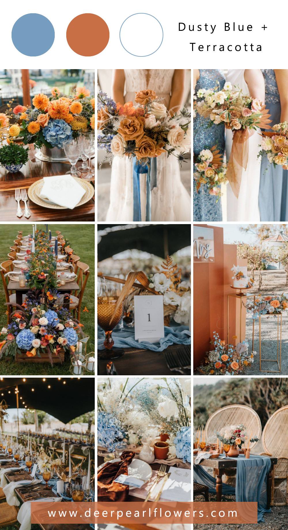 Dusty blue and terracotta rust wedding color ideas